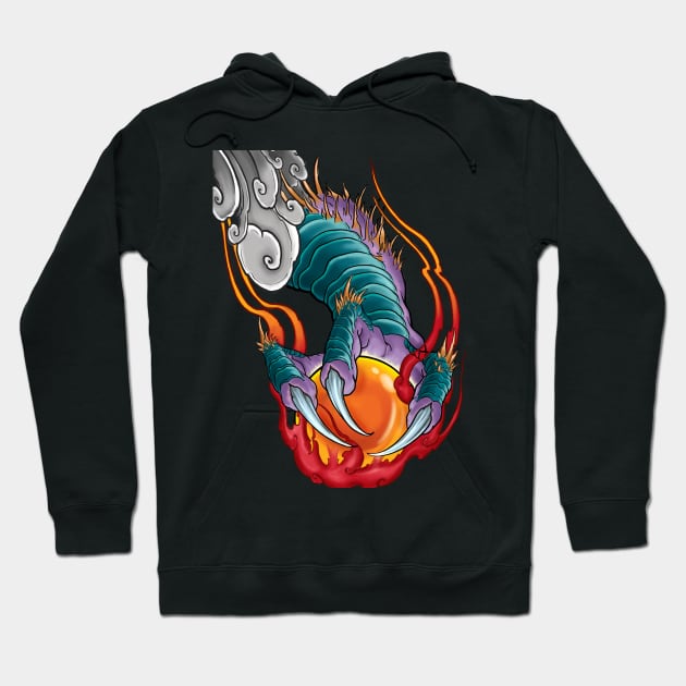 Flaming Dragon Claw with Crystal Ball Hoodie by Eugenex